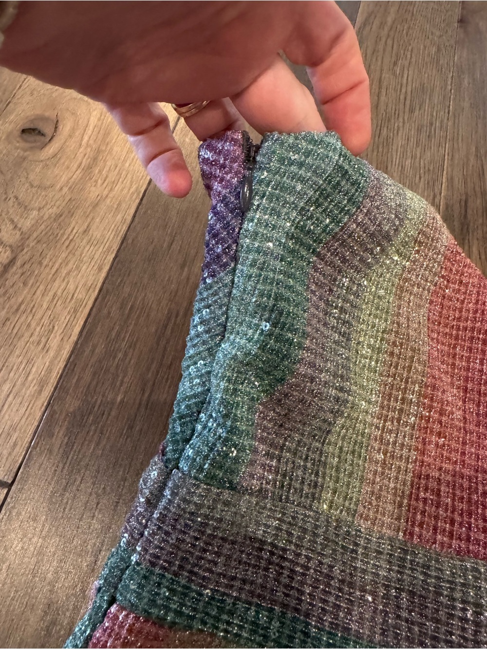 SAYLOR Iridescent Multicolor Striped Wrap Midi Dress - Picture 6 of 8